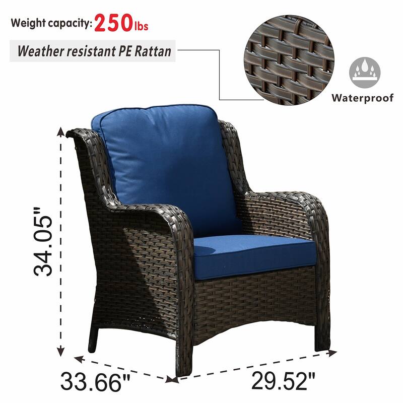 OVIOS 8-piece Rattan Wicker Patio Furniture Set Swivel Rocking Chair Set