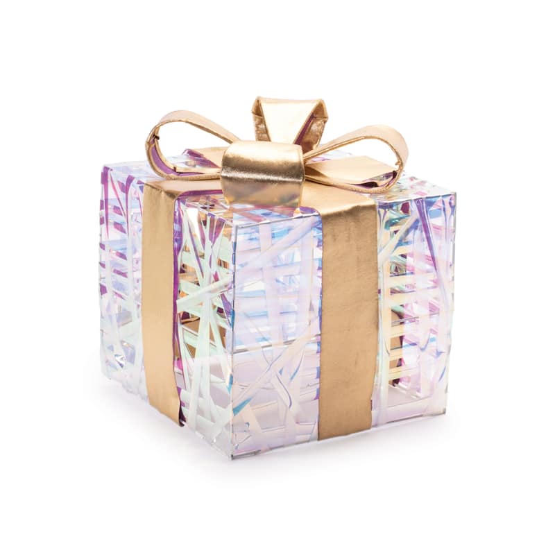 HomeRoots Set of Three Clear And Gold Decorative Boxes With LED - 6.00 in. x 6.50 in. x 6.00 in.