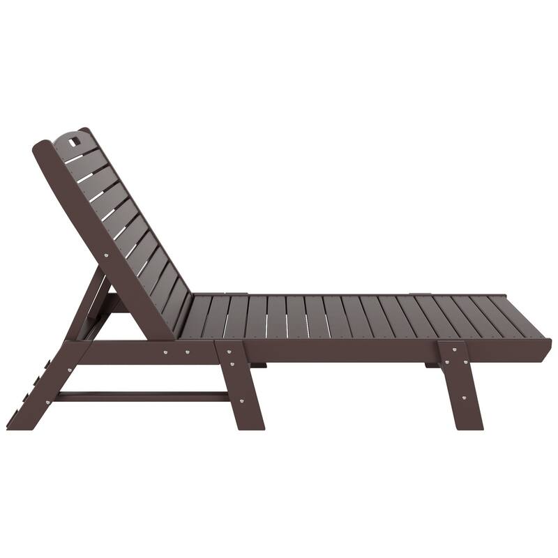 Laguna Hdpe All Weather Outdoor Patio Pool Reclining Armless Chaise Lounges With Square Side Table (3-Piece Set)
