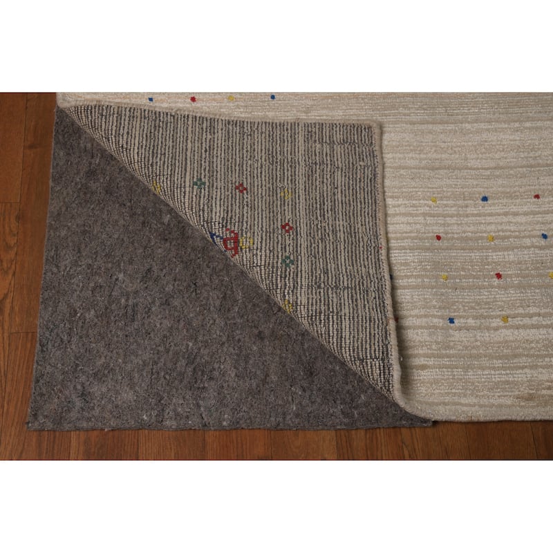 Hand Knotted Oriental 100% Wool Carpet Tribal Tribal Beige & Ivories Gabbeh Area Rug - 12' 5'' X 9' 3''