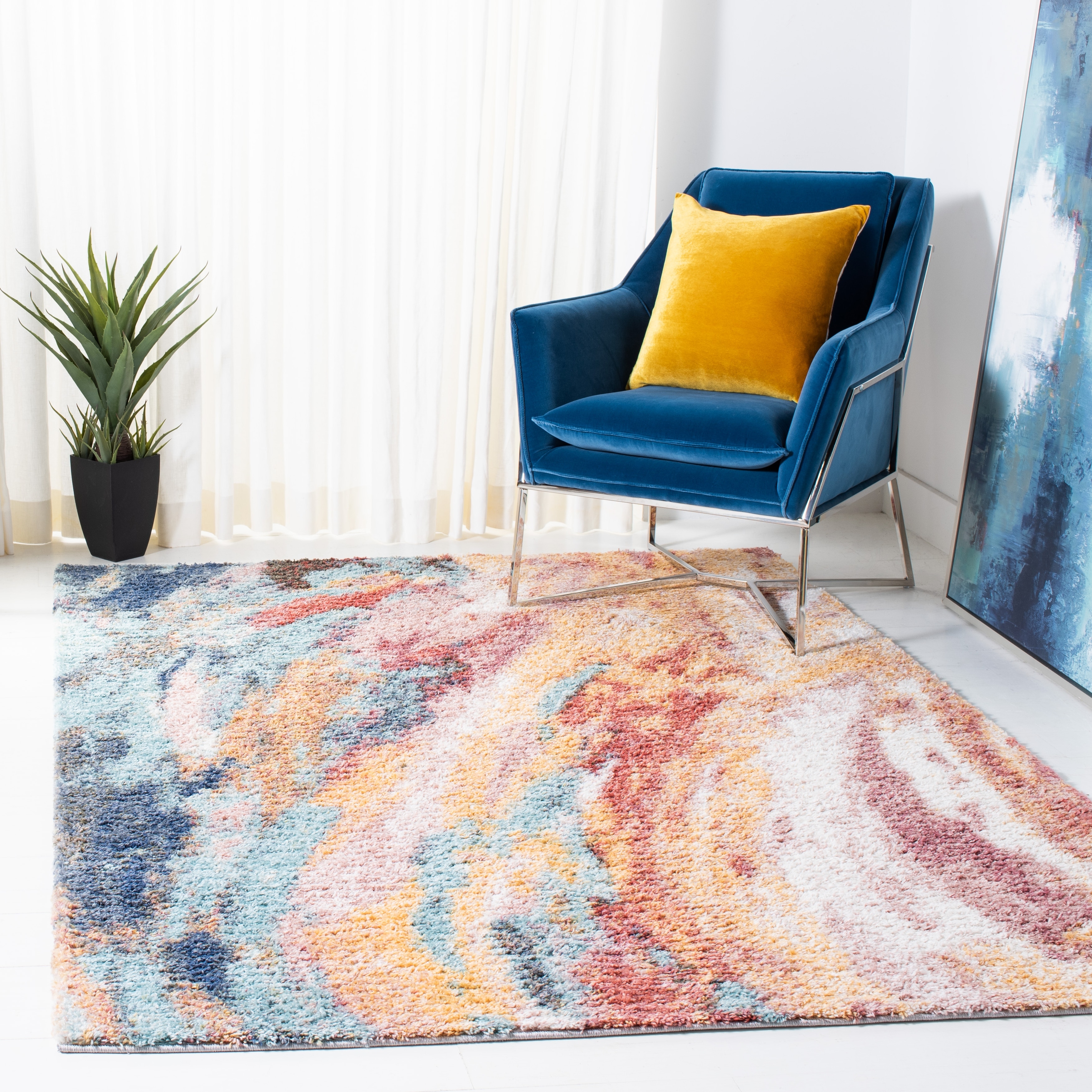 SAFAVIEH Calista Shag Bombonica Abstract 1-inch Thick Rug