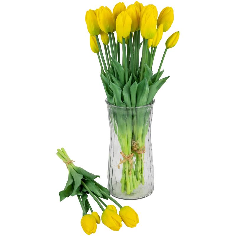 real touch™ yellow artificial tulip floral bundles set of 6 18"