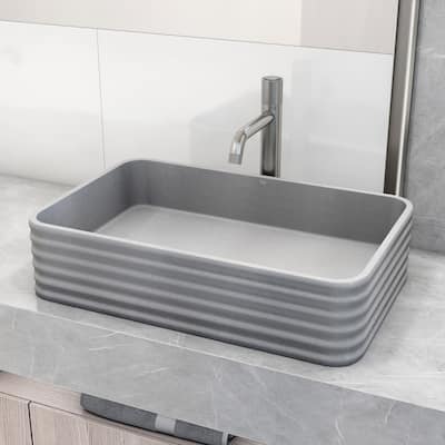 VIGO Cadman 21"L x 14"W Concrete Vessel Sink and Apollo 12"H Faucet Set