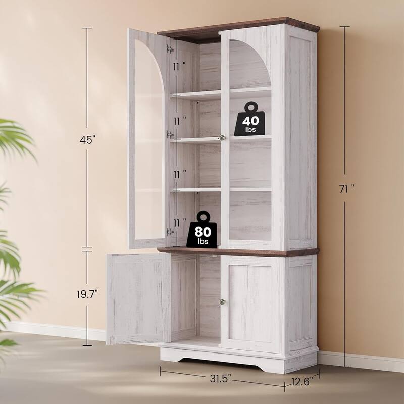 Tall Arched Cabinet Bookcase with storage Bookshelf 2 Door