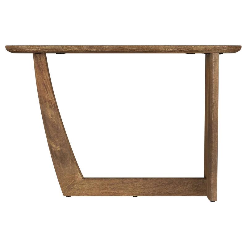 Leti Sofa Console Table, 46 Inch, Brown Mango Wood, L Shaped Base