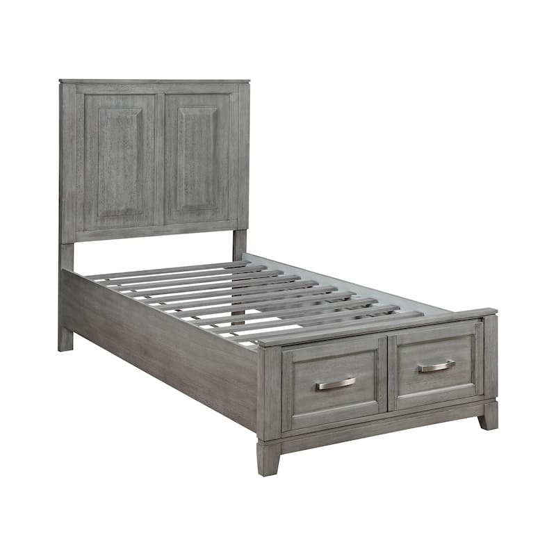 Rustic Style Bedroom 3pc Set Gray Finish Platform Bed Chest Nightstand