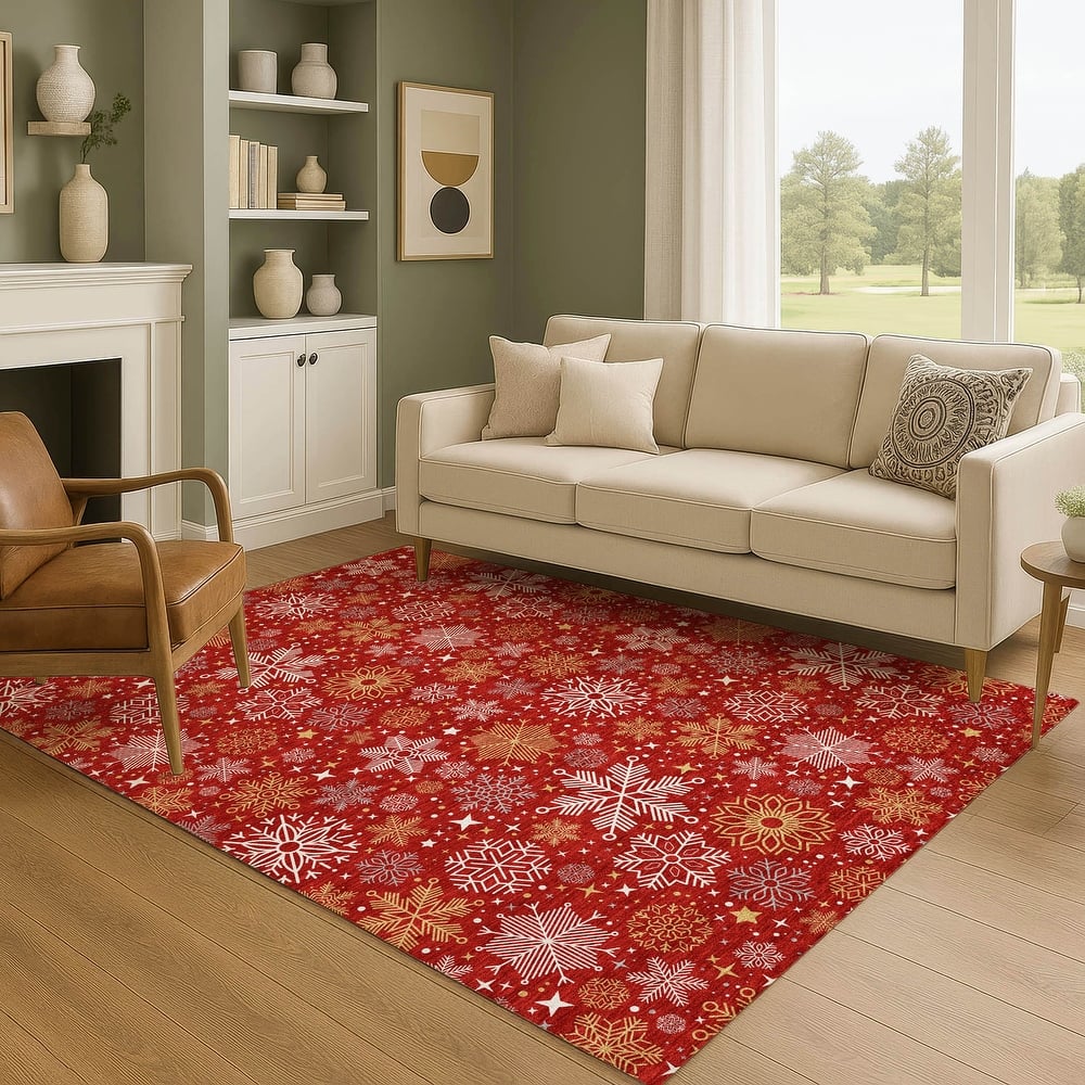 Premium Washable Super Soft Winter Snowflake Mayfield Rug