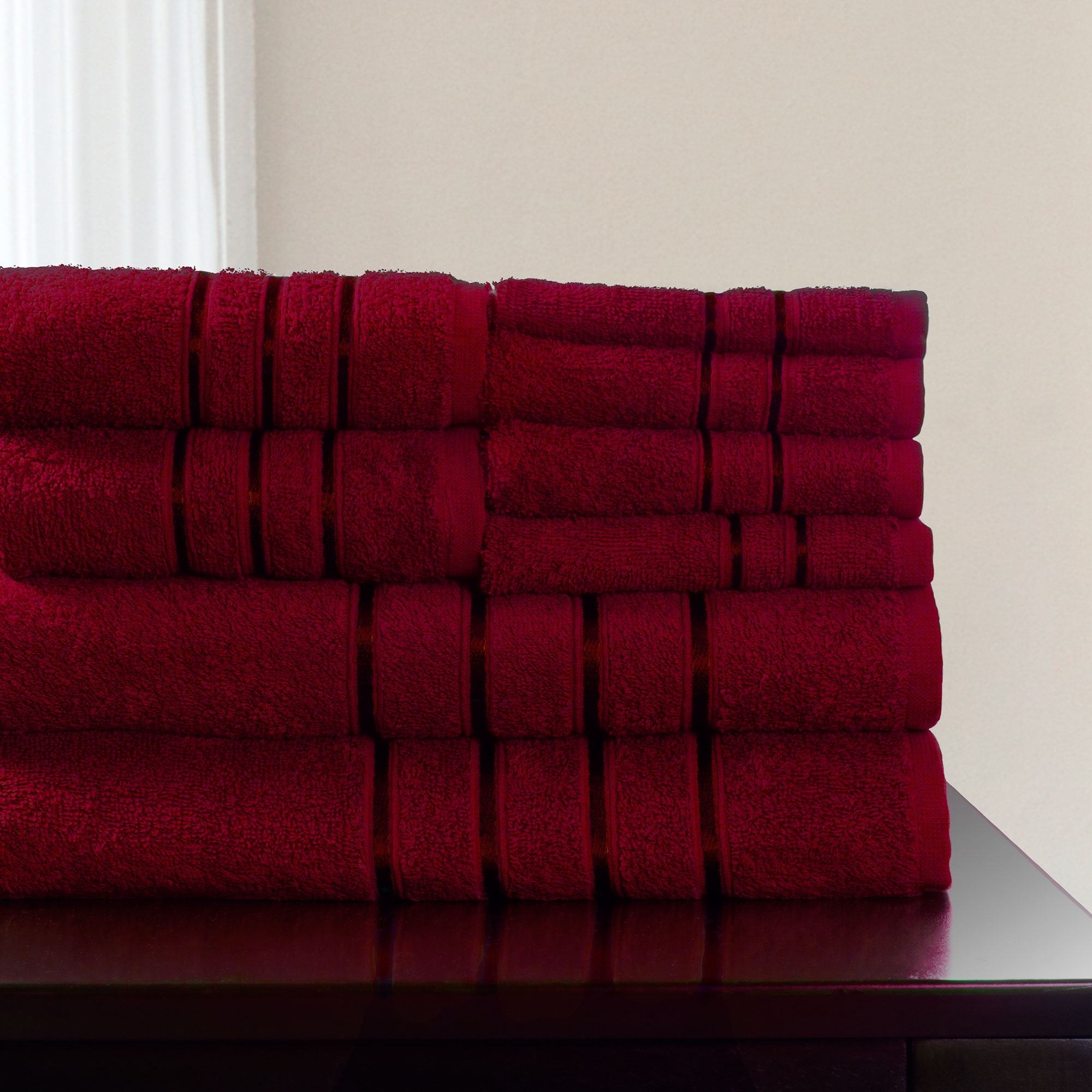 Washable Bathroom Towels - 8-Piece 100% Cotton Set with Washcloths, 2 Hand  Towels, and 2 Bath Towels by Lavish Home (Burgundy) - On Sale - Bed Bath &  Beyond - 39015950