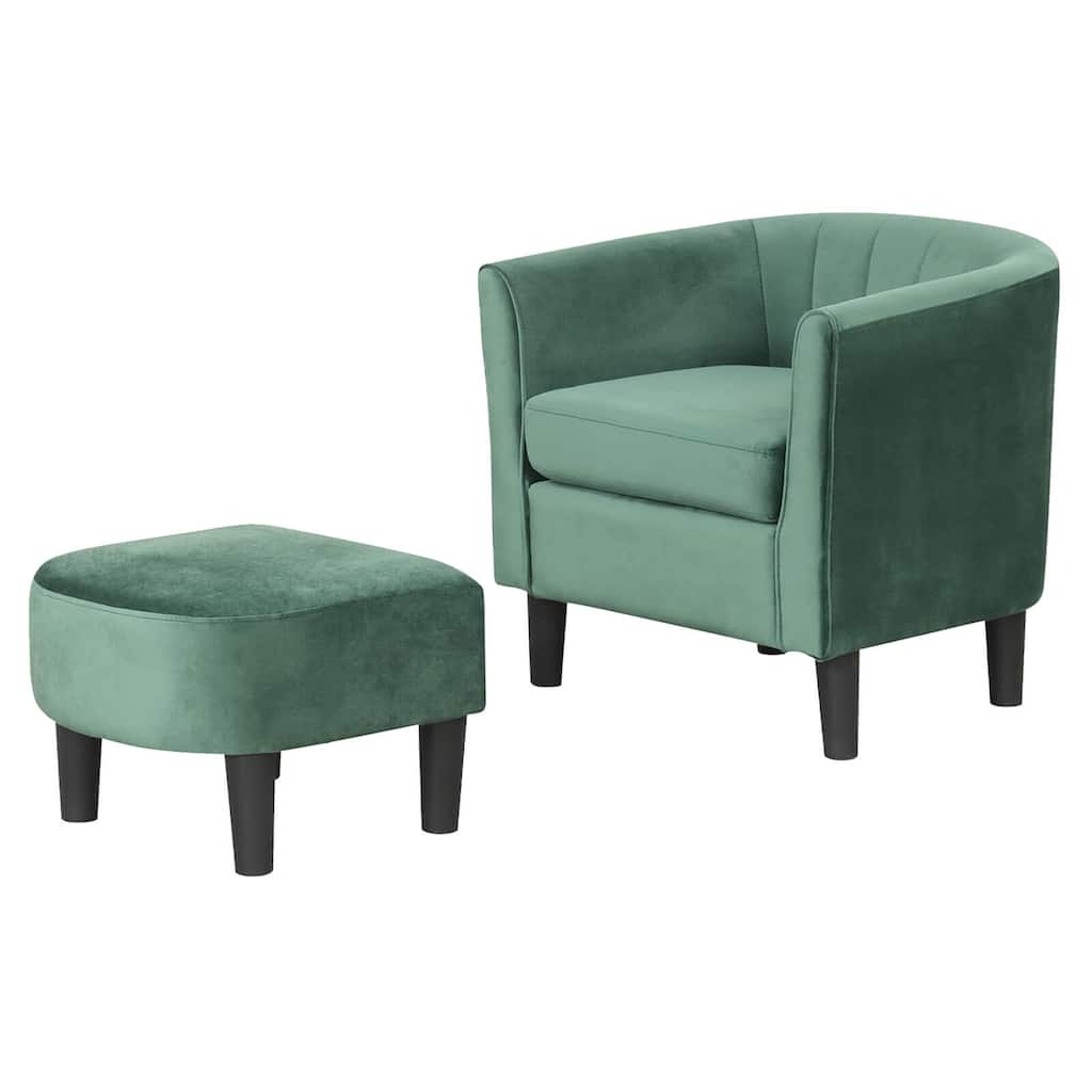 Costway Barrel Chair with Ottoman Footrest Curved Backrest Armrests - See Details