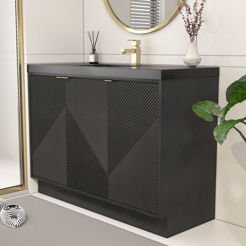 Milano 48" Freestanding Bathroom Vanity with Black Acrylic Sink
