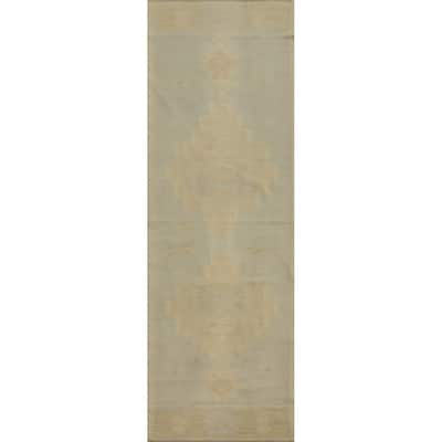 Hand Woven Oriental 100% Wool Carpet Southwestern Tribal Greys & Charcoal Kilim Runner Rug - 7' 9'' X 2' 0''
