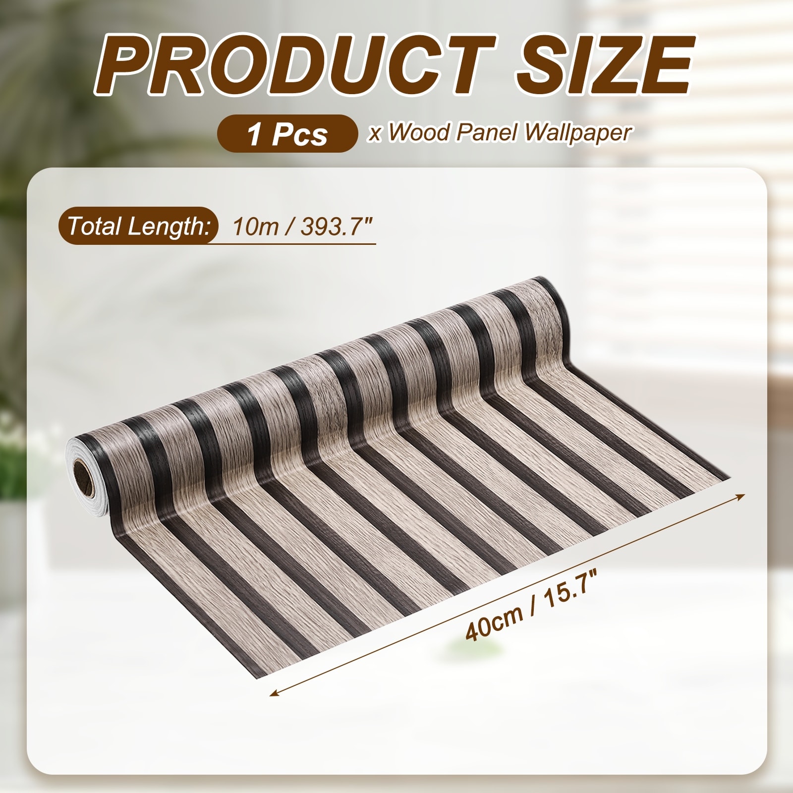 Wood Panel Wallpaper, Countertop Contact Paper 3D Faux Wood Grain Self-Adhesive Wall Panel Peel and Stick for Furniture