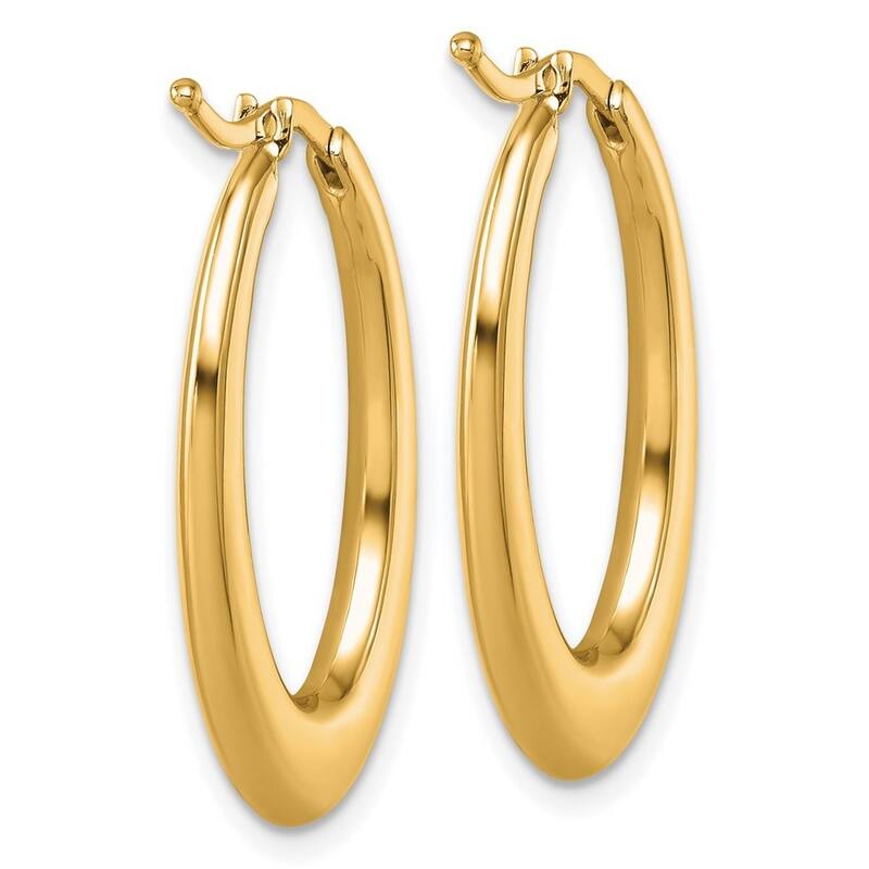 Curata 14k Yellow Gold 27x17mm Oval Hoop Earrings