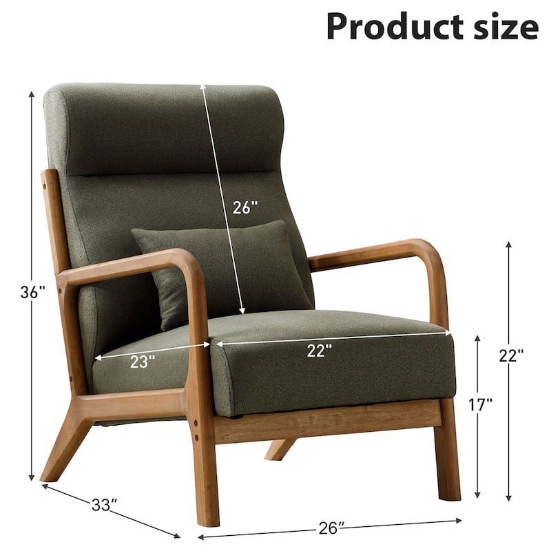 Single Lounge Armchair with Solid Wood Frame