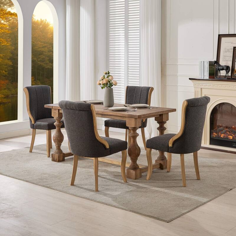 Set of 2 Mid-Century Velvet Dining Chairs with Sculpted Legs