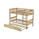 preview thumbnail 14 of 16, Twin Over Twin Rubber Wood Bunk Bed with Trundle, Convertible into 2 Twin Size Beds-Natural