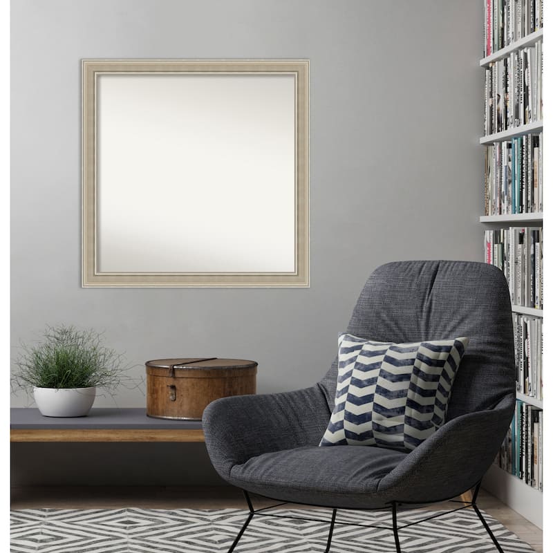 Mezzo Silver Non-Beveled Wood Framed Wall Mirror - Mezzo Silver