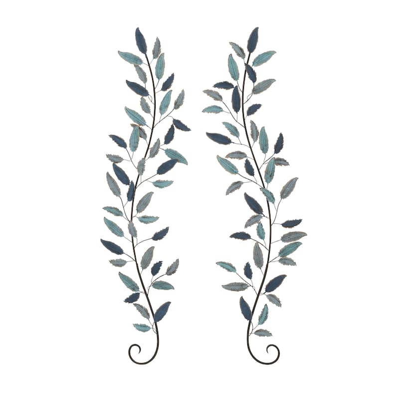 Metal Leaf Home Wall Decor with Gold Accents - Set of 2 Teal - Roche River Decor - Teal