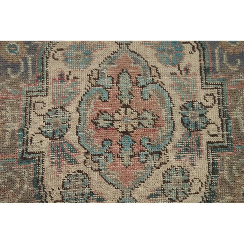 Distressed Tabriz Vintage Persian Area Rug Handmade Wool Carpet - 6'8" x 9'10"