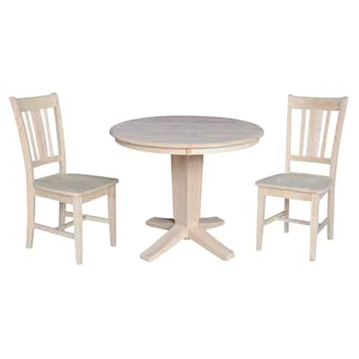 36 in Solid Wood Round Top Pedestal Dining Table with Dining Chairs