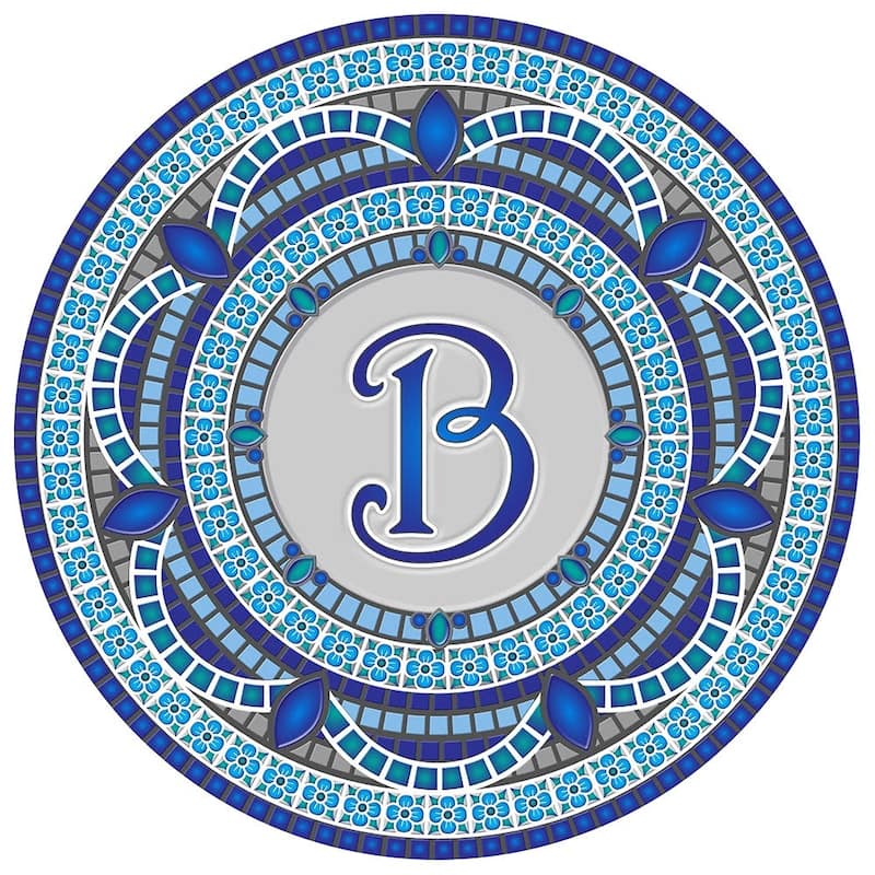 Custom Monogram Decorative Poolmat #1 - Mosaic Pool Art - 29" in Diameter - Letter "B"