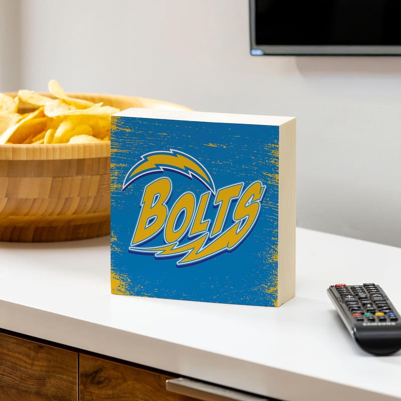 Los Angeles Chargers Wooden Tabletop Mantel Shelf Sign - 6" x 6"