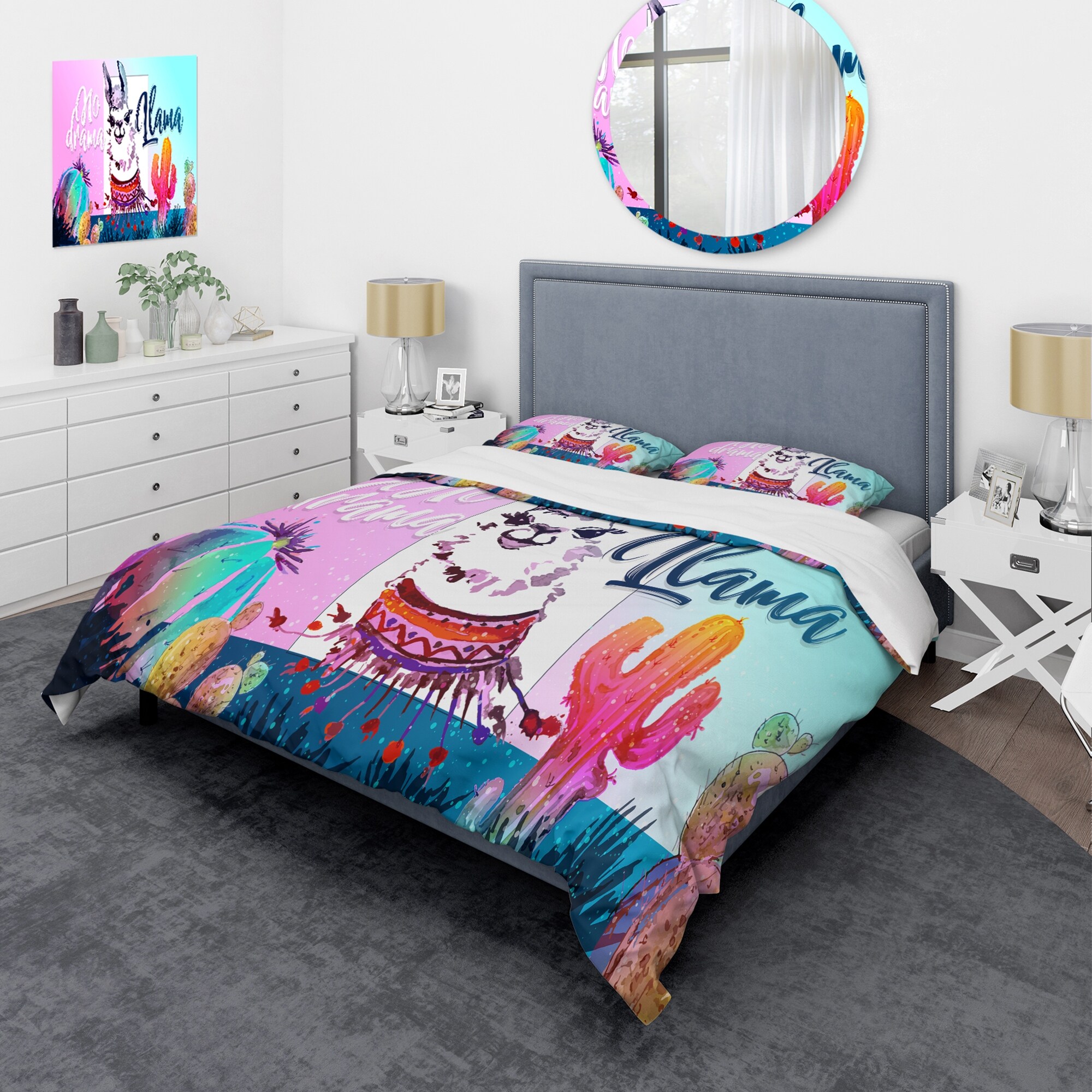 Designart No Drama Llama Children s Art Duvet Cover Set On