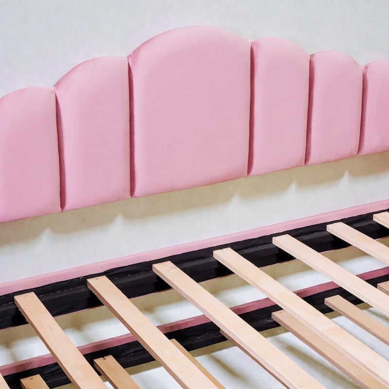 Twin Size Velvet Upholstered Daybed with Trundle, USB Charging Ports, Side Pockets, No Box Spring Required