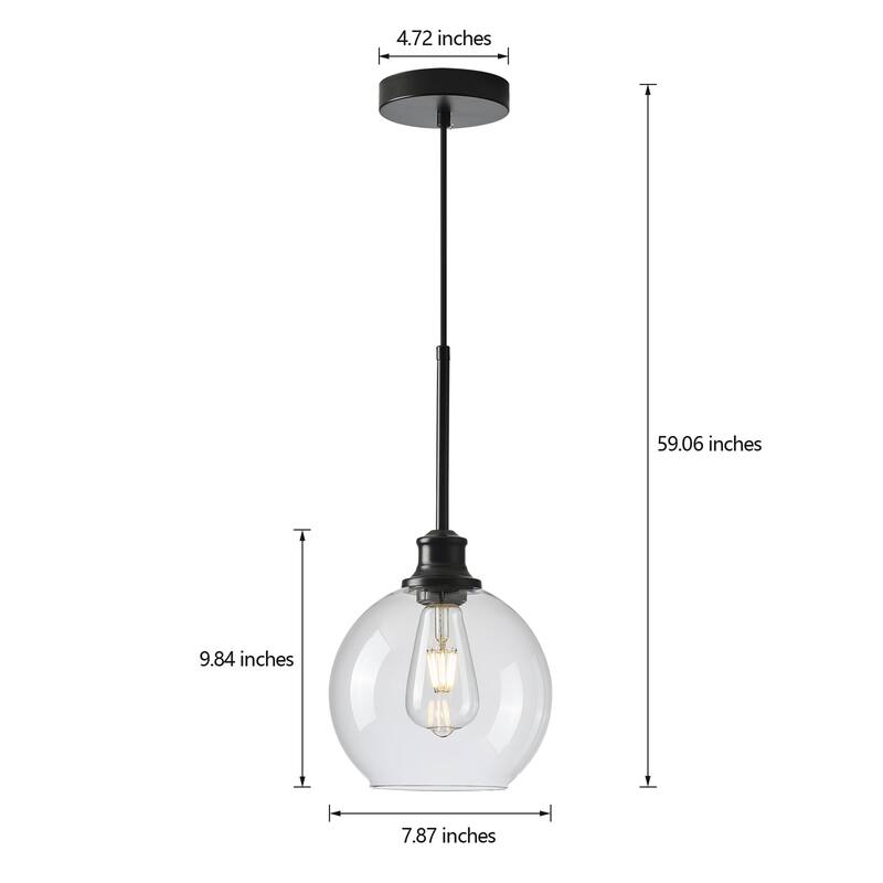 Starsky 1-Light 9in. Modern Globe Single Clear Glass Pendant Light