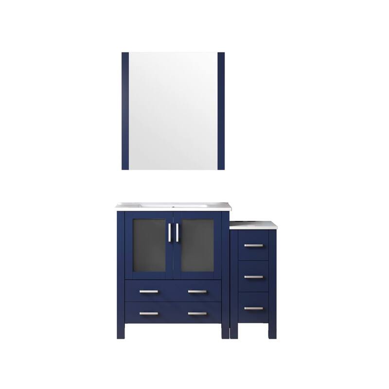 Volez Bath Vanity with Side Cabinet and Mirror - 48 - Navy Blue