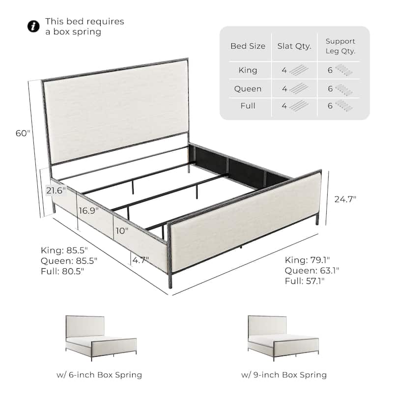 247 Shop At Home Lalia Modern 2-Piece Upholstered Hammered Metal Panel Bedroom Set with Nightstand