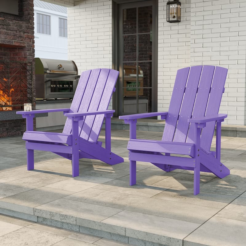 LIVOOSUN Outdoor Recycled Plastic Modern Outdoor Adirondack Chair Set of 1/2/4 - 2 Pieces - LightPurple