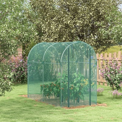 Outsunny 4' x 8' Crop Cage, Plant Protection Tent with Zippered Door and Galvanized Steel Frame, Fruit Cage Netting Cover