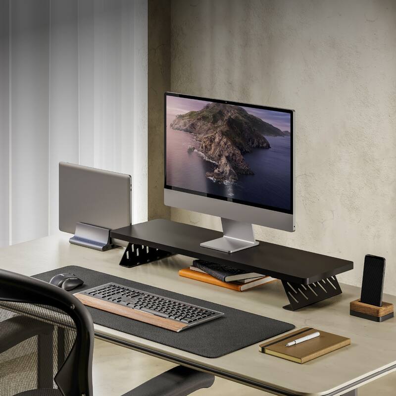 Fenge Dual Monitor Stand Riser, 31.5 inch Long Monitor Stand for Desk - 31.5 x 9.2 x 3.9 inches