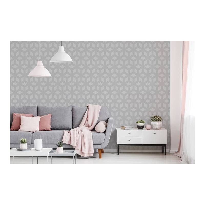 Advantage Xander Grey Glam Geometric Wallpaper - 20.9 x 396 x 0.025
