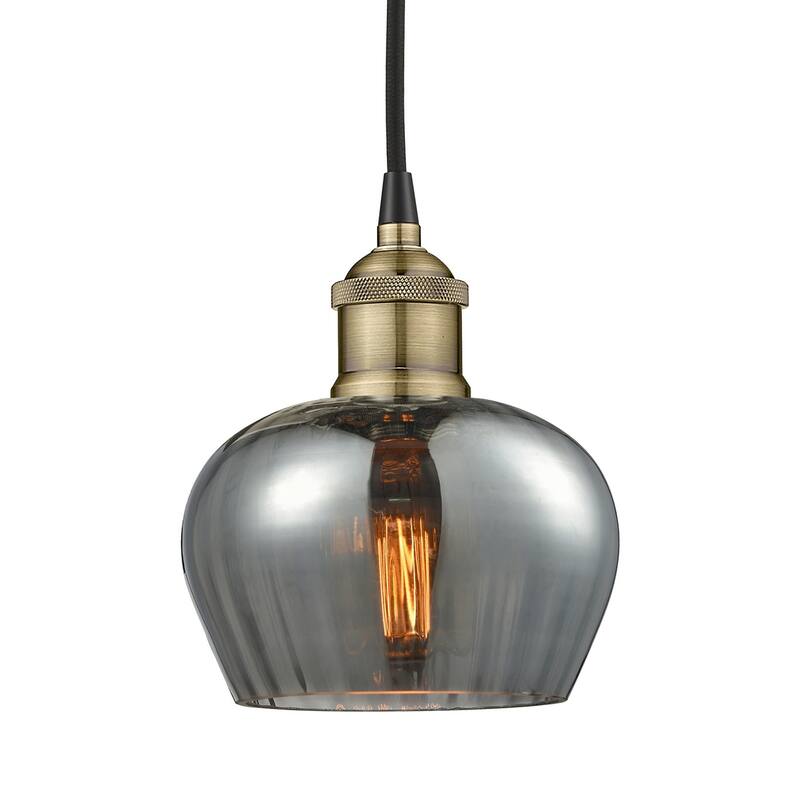 Innovations Lighting 616-1P-8-7 Fenton Pendant Fenton 7" Wide Mini - Black Antique Brass / Plated Smoke