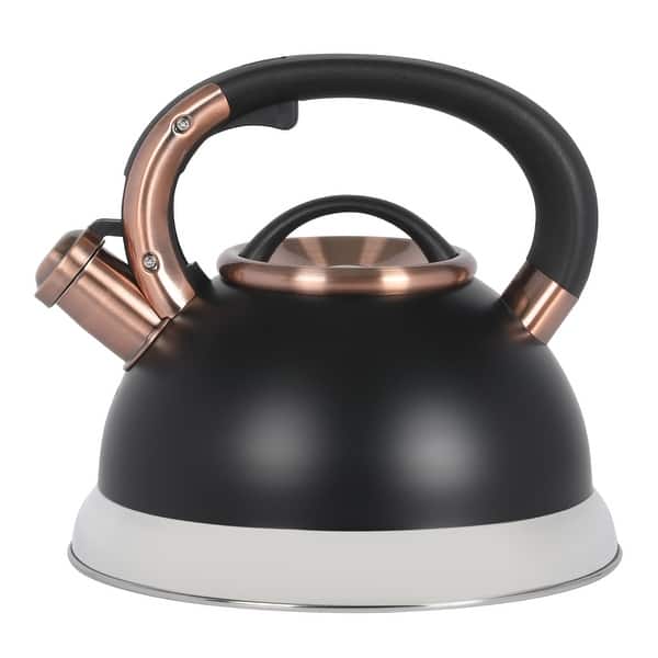 Mr. Coffee Flintshire 2.2 Quart Large Whistling Stainless Steel Tea Kettle - Matte Black