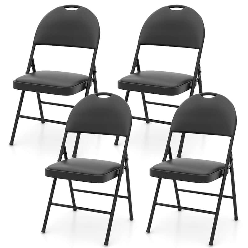 Costway 2/4/8/10/12 PCS Folding Padded Party Chairs with Metal Frame - 4 PCS - Set of 4