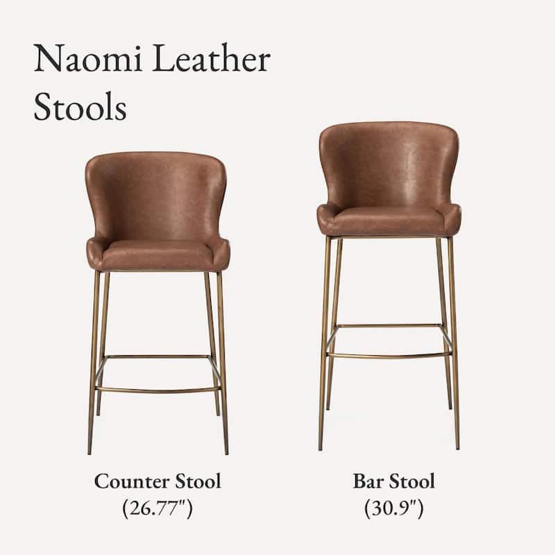Maven Lane Naomi Metal and Vegan Leather Kitchen Dining Stool