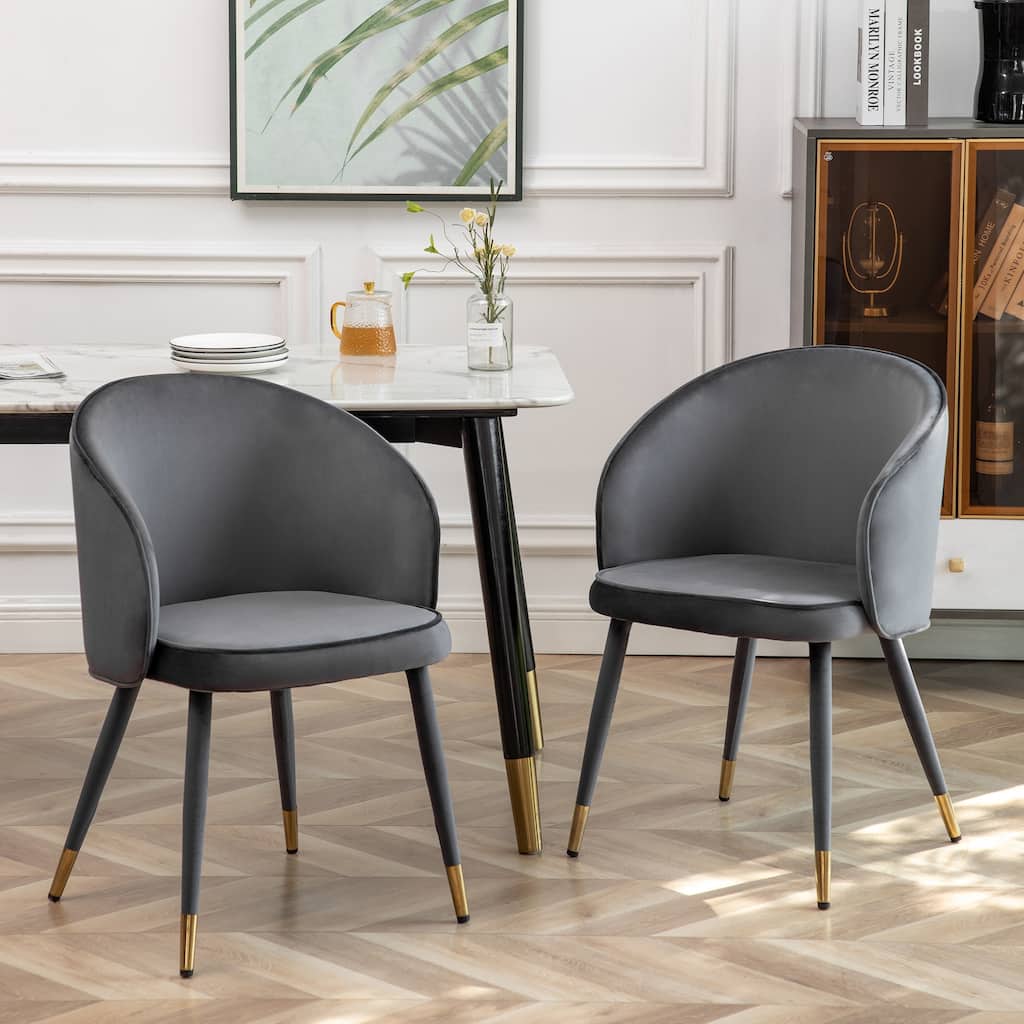 Porthos Home Pru Velvet Dining Chairs with Gold Trim, Set of 2