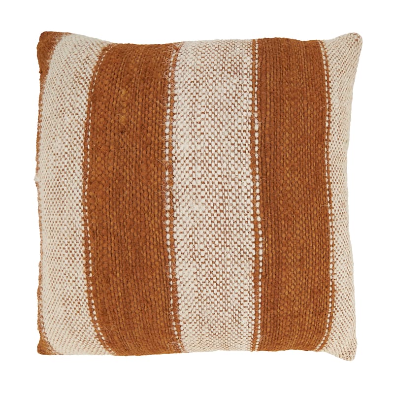 Shabby Chic Stripe Throw Pillow - 20"x20" - Polyester - Rust