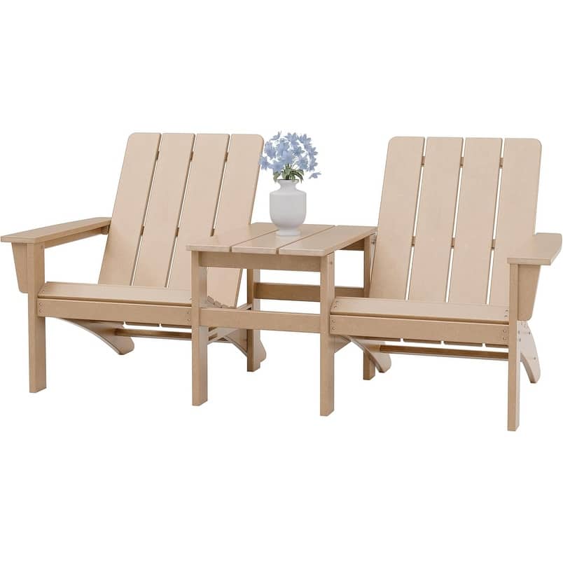 Outdoor Beach Ottoman, Sectional Adirondack Chairs Two Seat with Table - 2-in-1