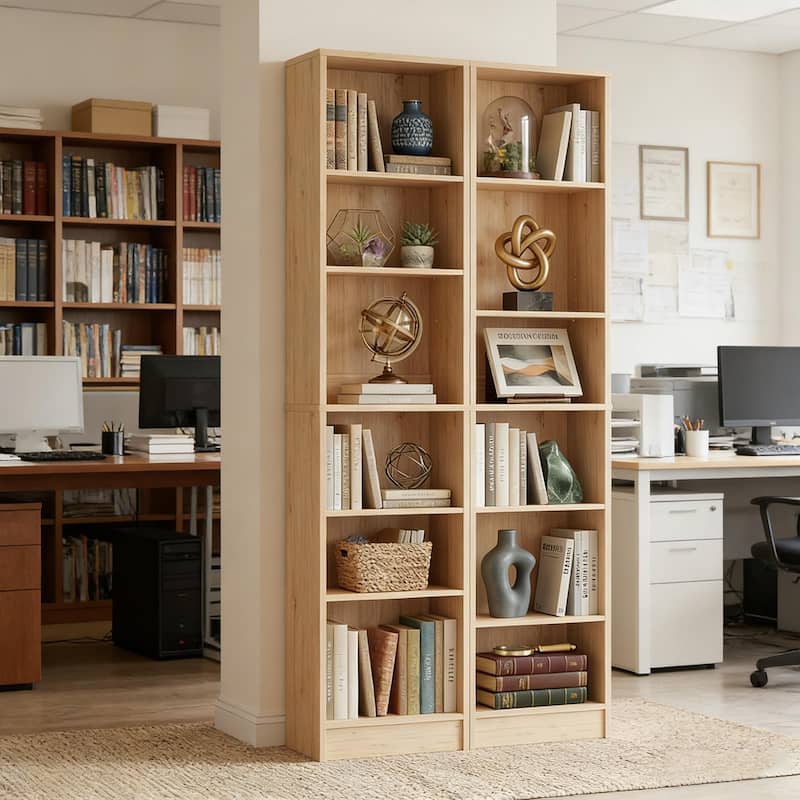 80"H Tall 6-Tier Bookcase With 2 Adjustable Shelves，Modern Open Storage Shelf for Home Office and Bedroom