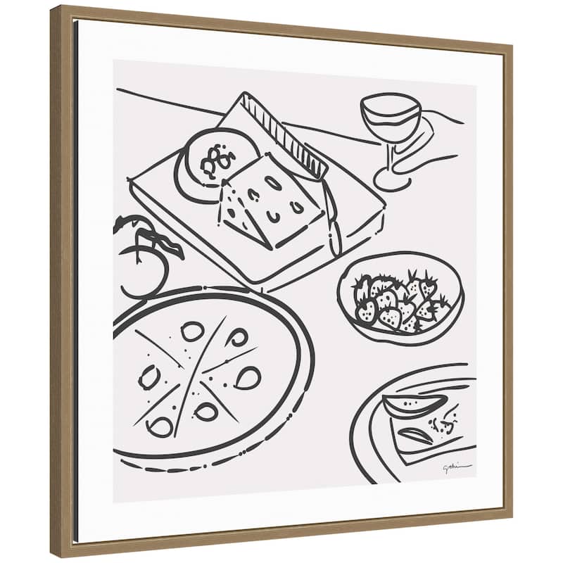 Kate and Laurel Dinner Club by Gabrielly Guedes Framed Canvas Wall Art Print - 22x22 - Gold