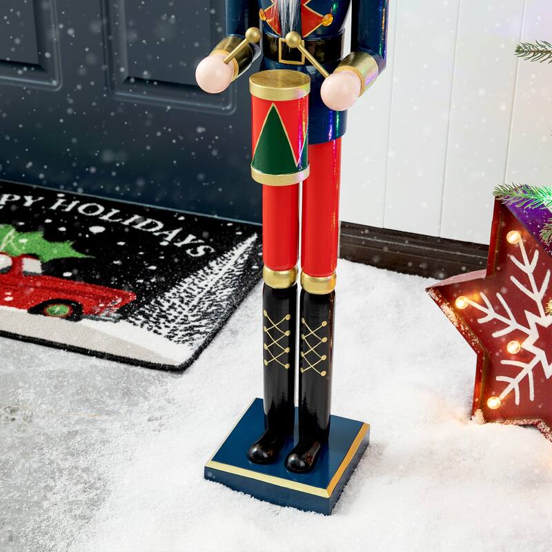 Glitzhome 36-inch Wooden Christmas Drummer Nutcracker