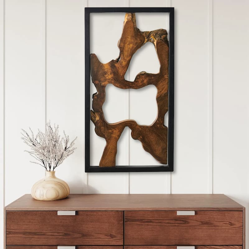 Greenage Teak Wall Decor Natural Live Edge Hanging Art Sculpture
