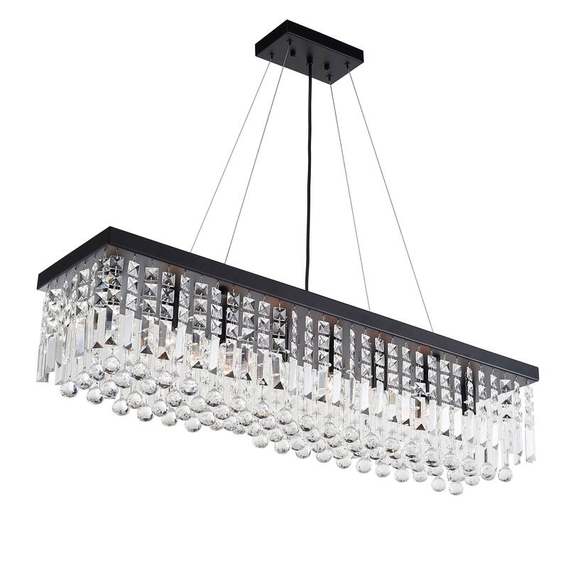 Farmhouse Three-Light Island Pendant Ceiling Light with Black Metal & Rattan Shade - Black