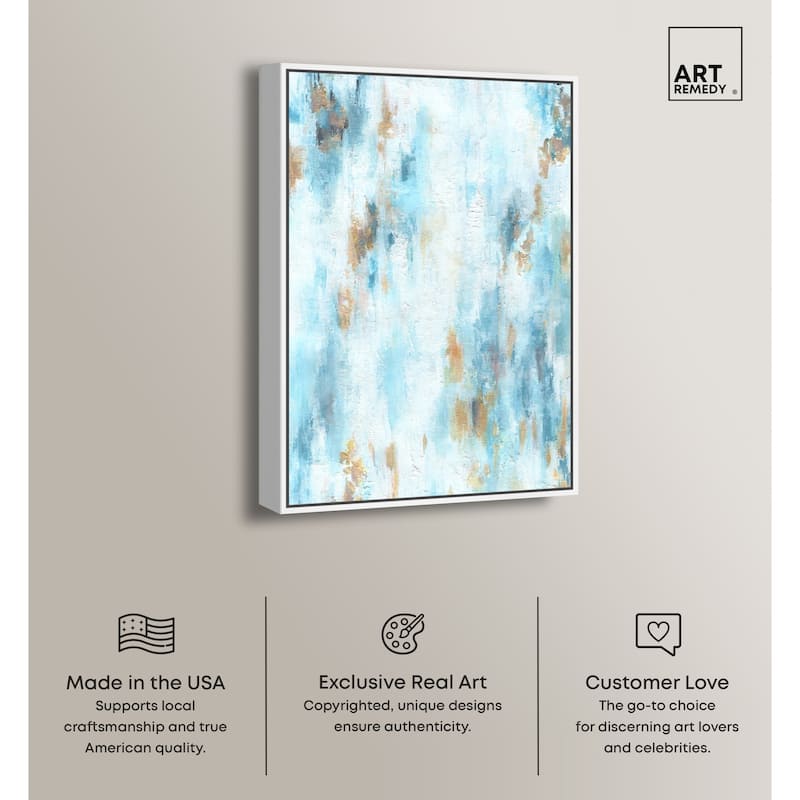 Art Remedy Textured Shades Framed Blue Abstract 1 Piece Canvas Wall Art