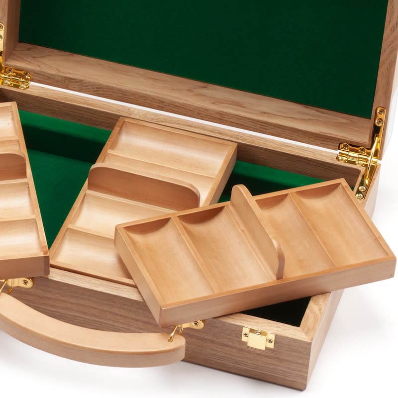 GSE™ 300pcs Casino Deluxe Wooden Poker Chip Case with 3 Wooden Chip