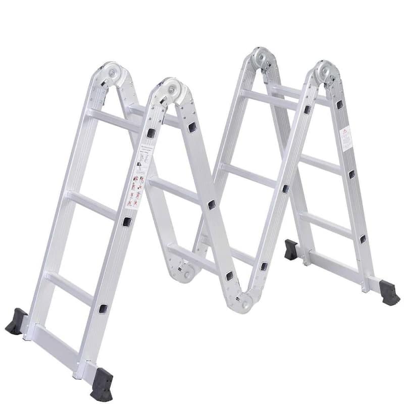 Aluminum 12.5FT Platform Scaffold Ladder, - Silver